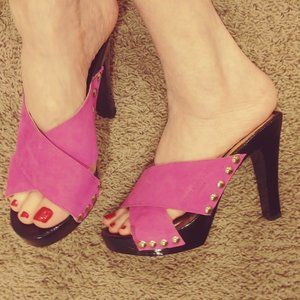 Sonia Rykiel high heel sandals/slides - festive and eye-catching! Sz 9